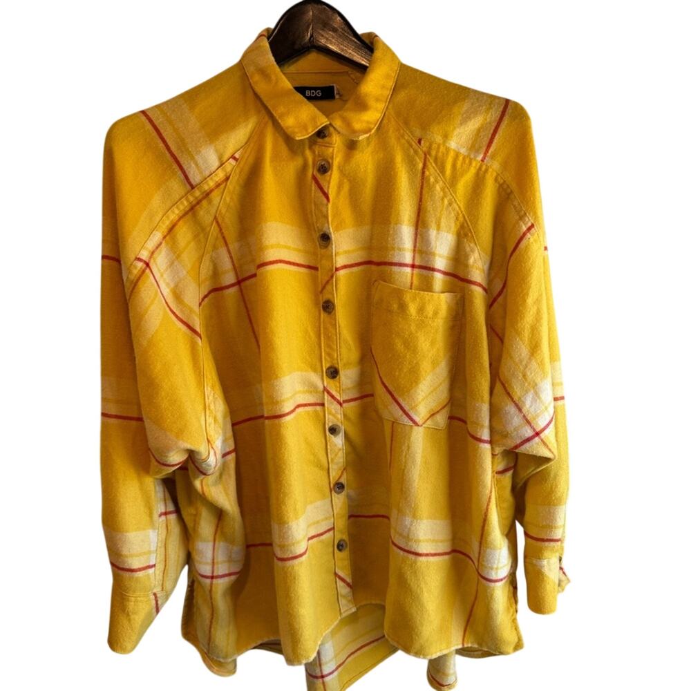 BDG 90’s Sunburst oversized indie cozy vacation Plaid Shirt size small